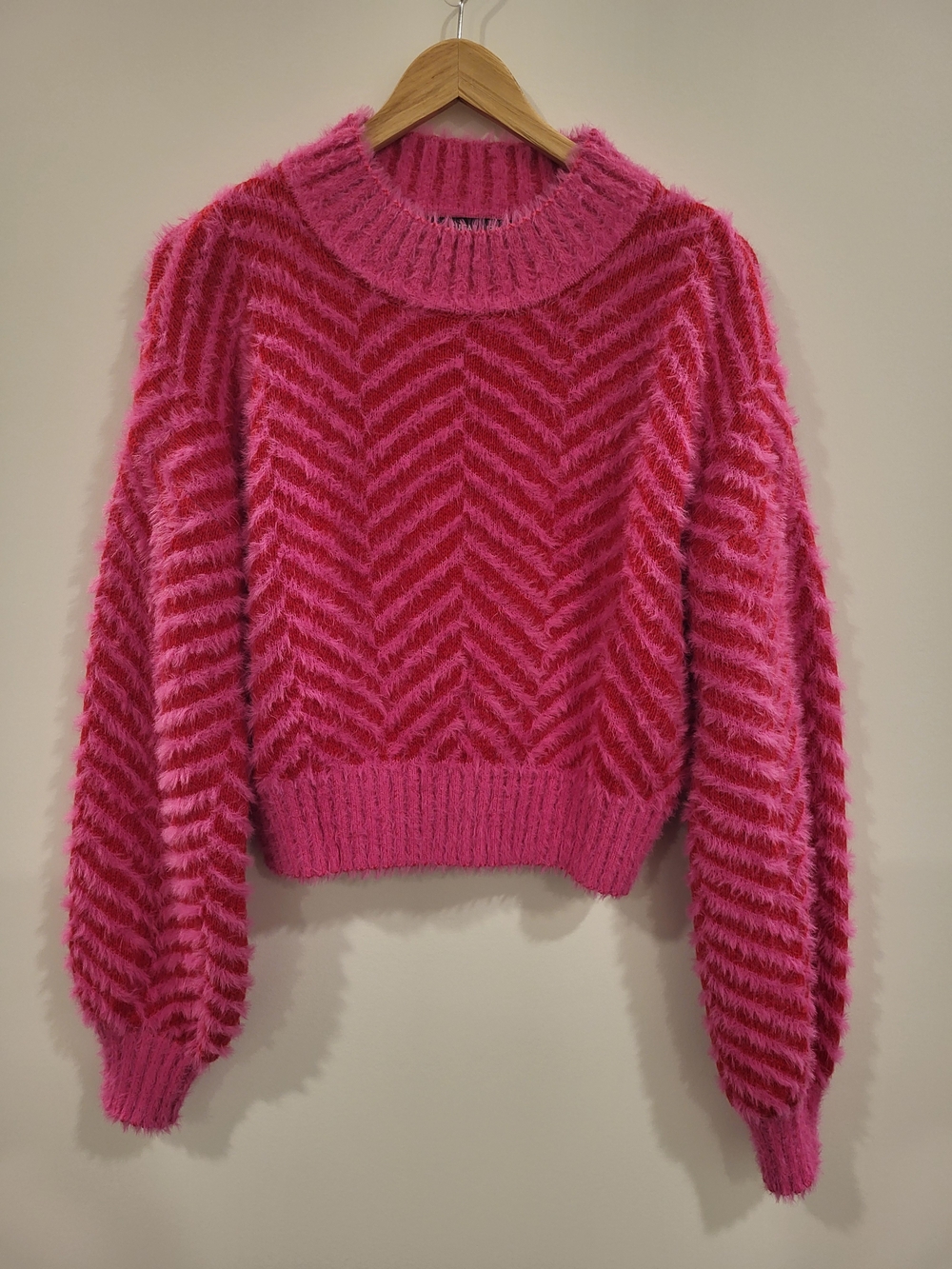 Sugarlips Cheshire Eyelash Chevron Sweater Pink/Red Small